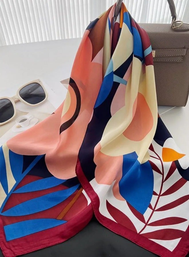 Loquat 35inch Square Silk Head Scarf Fashion Silk Head Scarf for Women Textured Scarf, Suitable For Wrapping Hair Sleeping. - Image 5